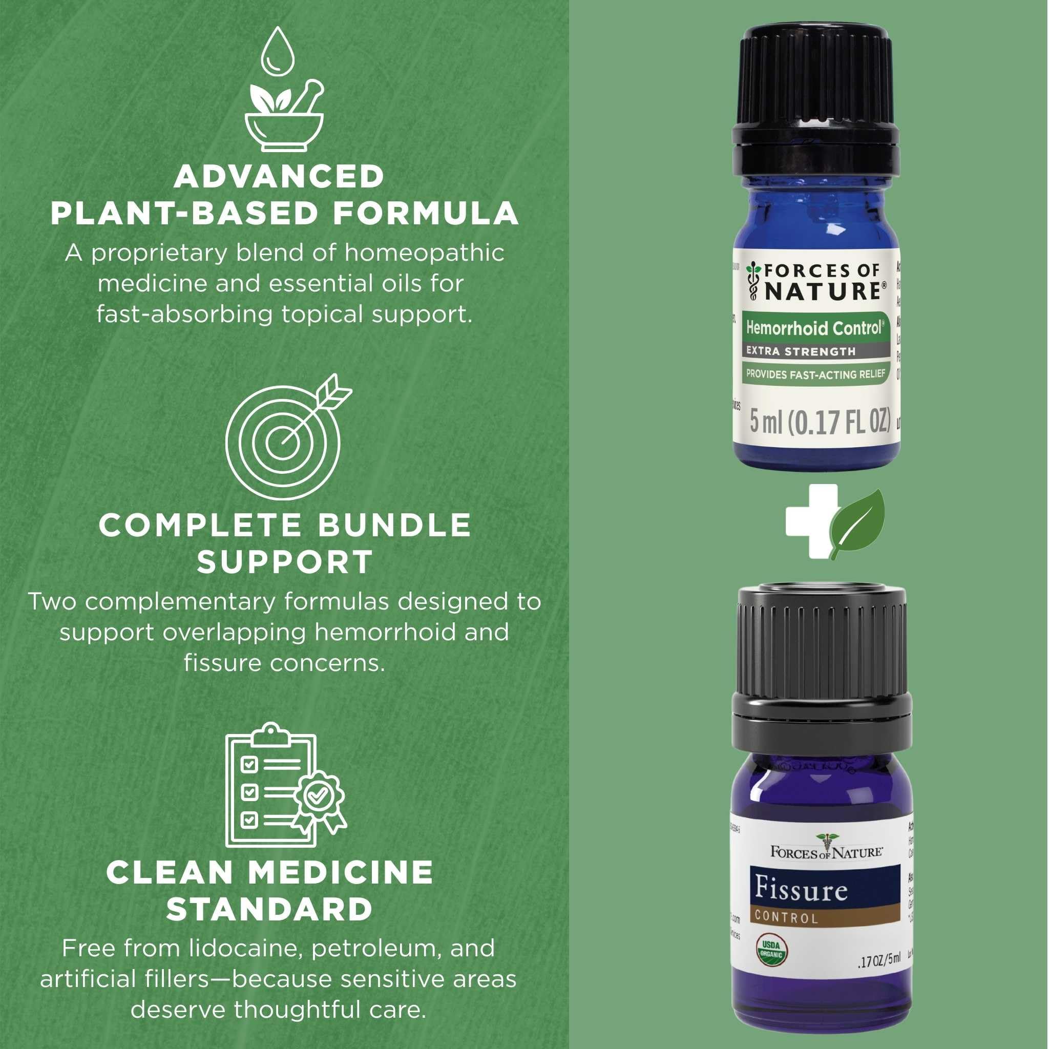 Forces of Nature Hemorrhoid Control Extra Strength (5ml) + Organic Fissure Care (5ml) | Virtual Bundle - TrustMedUSA