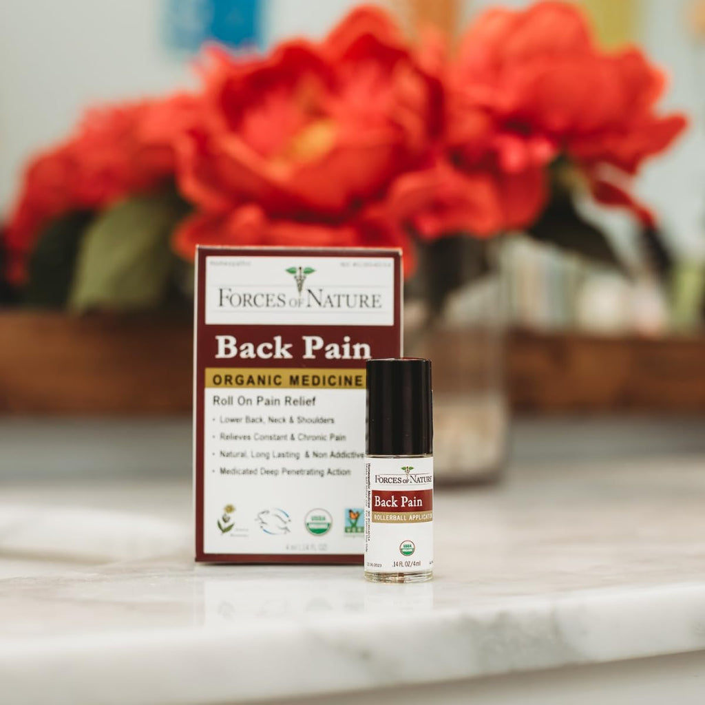 Forces of Nature Natural, Organic Back Pain Relief, w/Arnica & St John's Wort, Fast Acting Anti-Inflammatory Topical Muscle Soother for Lower Back, Sciatica, Neck, Non-GMO, Cruelty-Free, 0.14 Fl Oz - TrustMedUSA