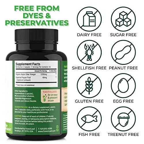 ForestLeaf - Apple Cider Vinegar Capsules with Cayenne Pepper Powder 1200mg - TrustMedUSA