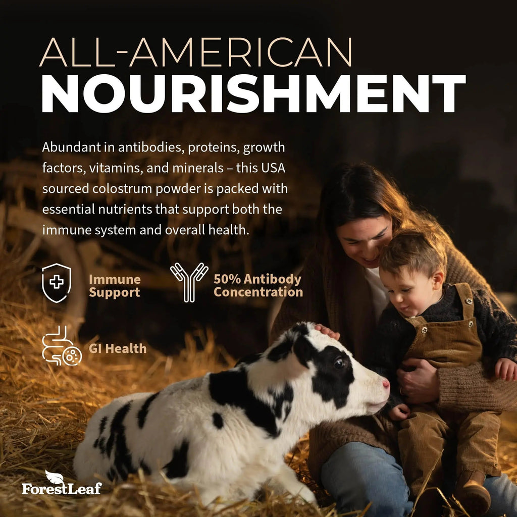 ForestLeaf Colostrum Powder 50% IgG Highest Concentration - Grass Fed Bovine - TrustMedUSA