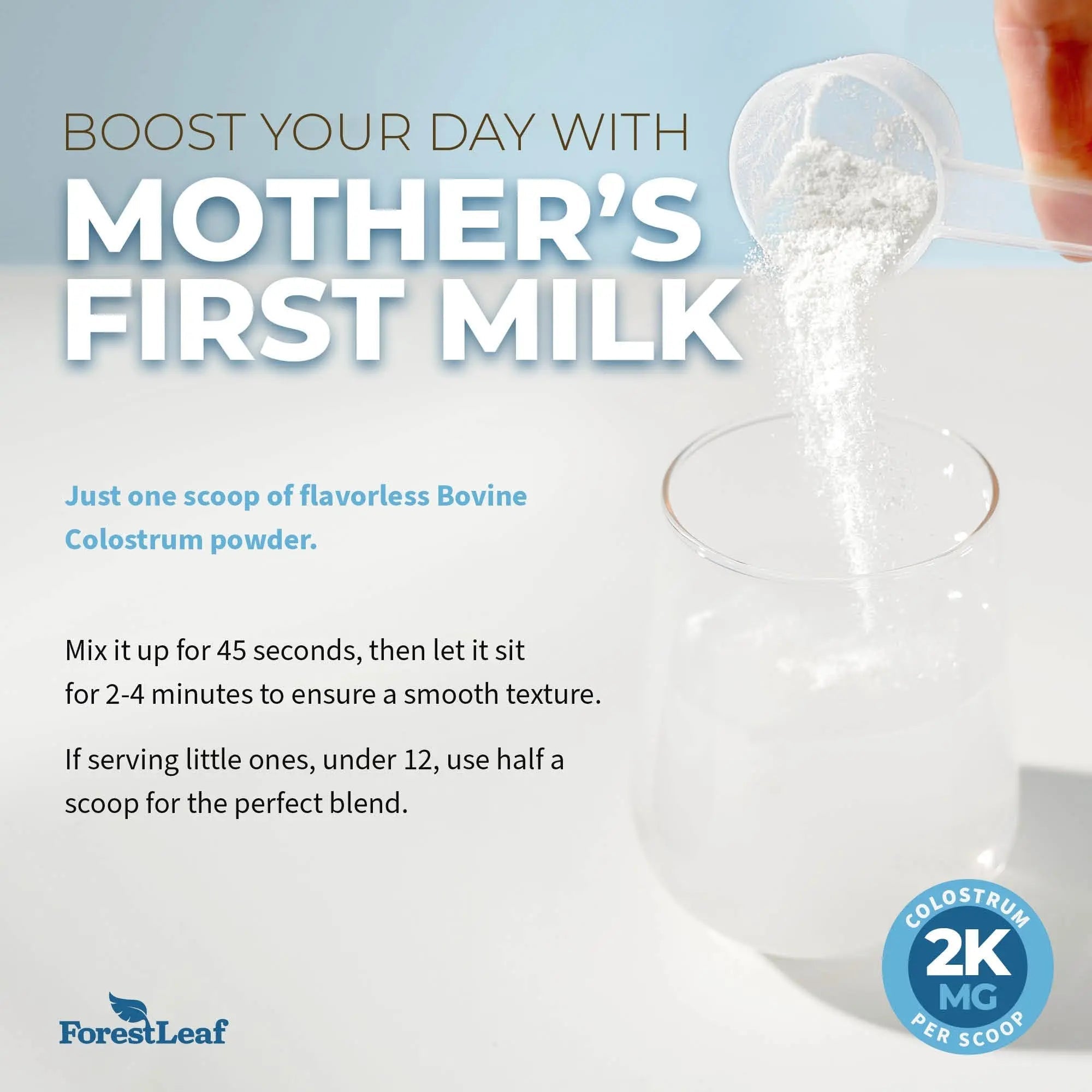 ForestLeaf Colostrum Powder 50% IgG Highest Concentration - Grass Fed Bovine - TrustMedUSA