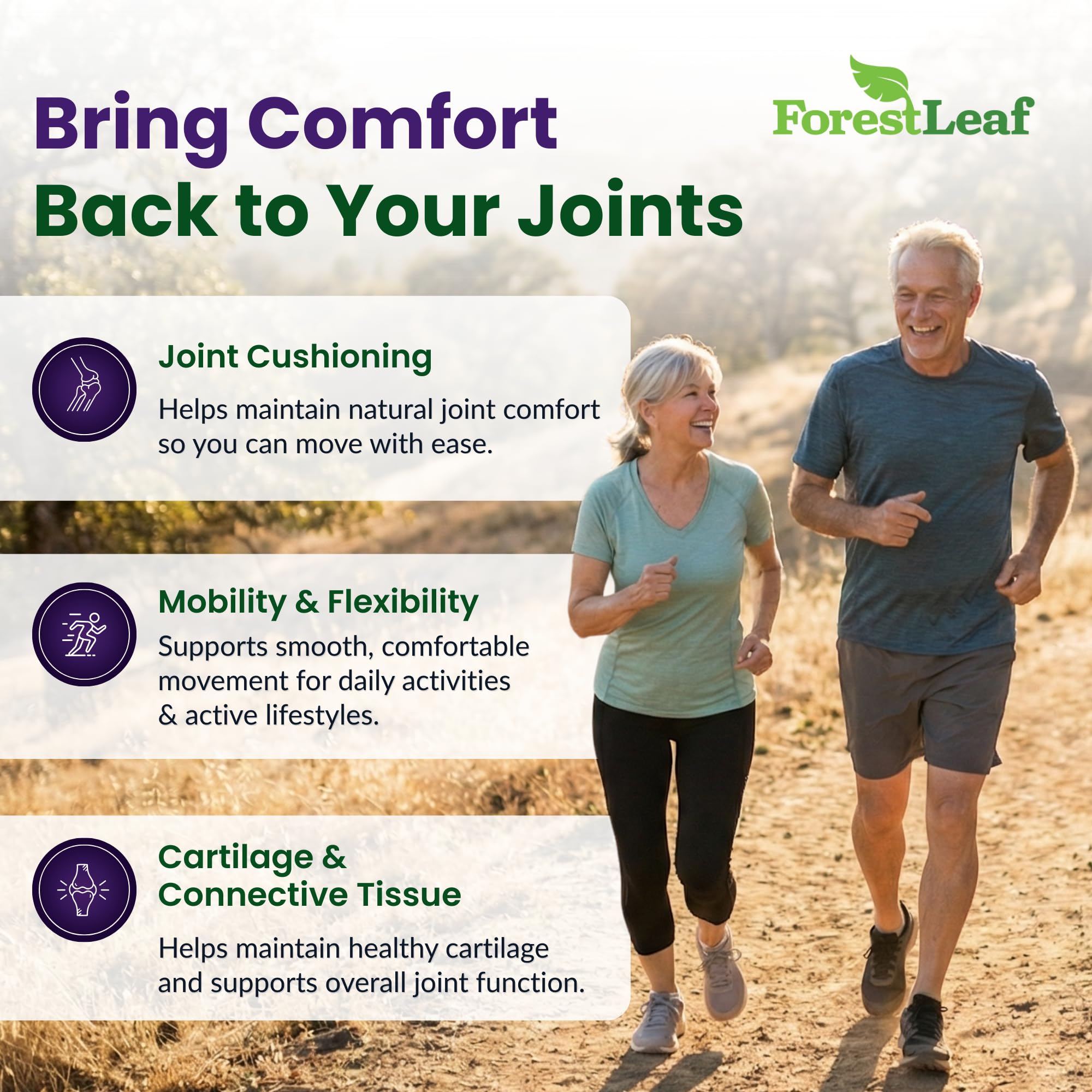 ForestLeaf Glucosamine Chondroitin MSM Joint Supplement Complex - 1200mg - 120 Caps - TrustMedUSA