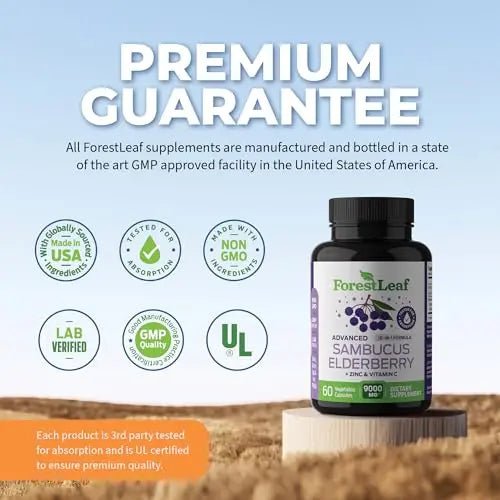 ForestLeaf Sambucus Elderberry with Vitamin C and Zinc - 9000mg Ult - TrustMedUSA
