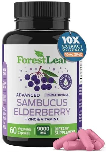 ForestLeaf Sambucus Elderberry with Vitamin C and Zinc - 9000mg Ult - TrustMedUSA