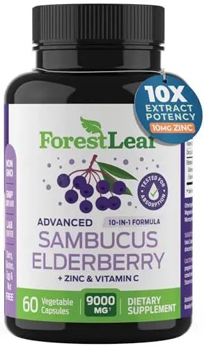 ForestLeaf Sambucus Elderberry with Vitamin C and Zinc - 9000mg Ult - TrustMedUSA