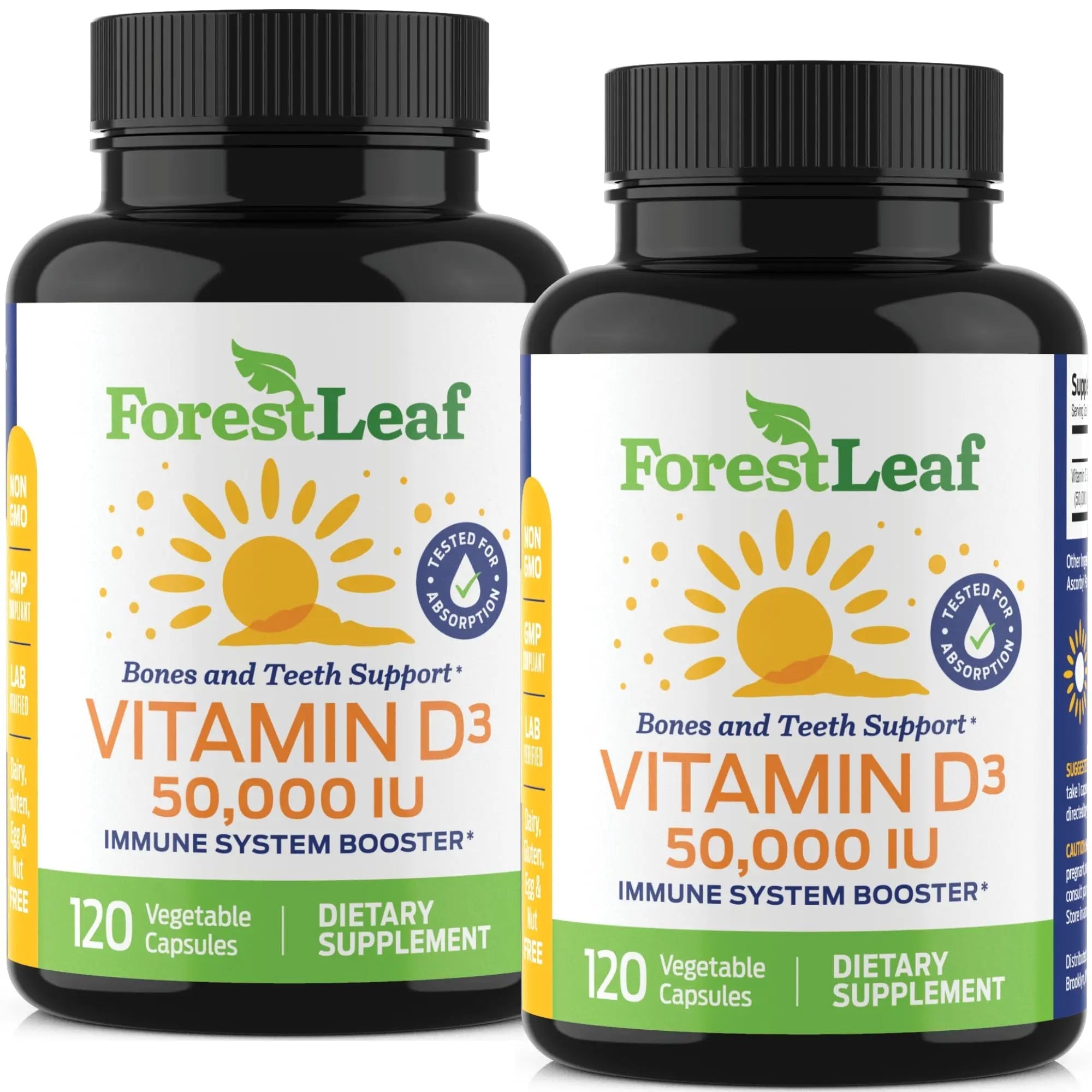 ForestLeaf - Vitamin D3 IU Weekly Supplement - (50,000 IU - 120 Count - 2 Pack) - TrustMedUSA