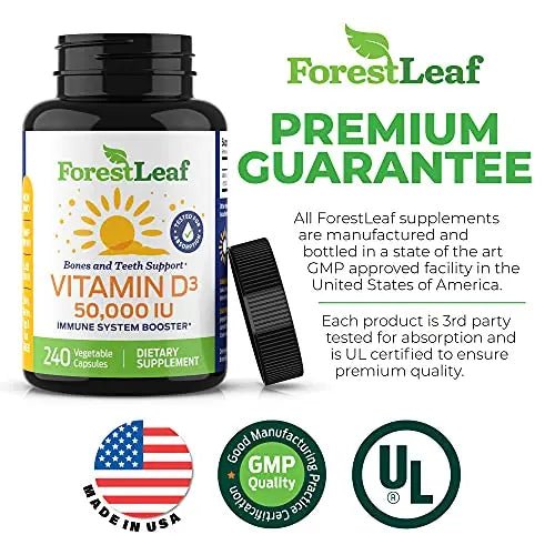 ForestLeaf - Vitamin D3 IU Weekly Supplement (50,000 IU - 240 Count) - TrustMedUSA