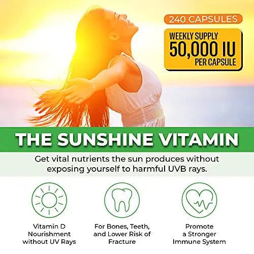 ForestLeaf - Vitamin D3 IU Weekly Supplement (50,000 IU - 240 Count) - TrustMedUSA