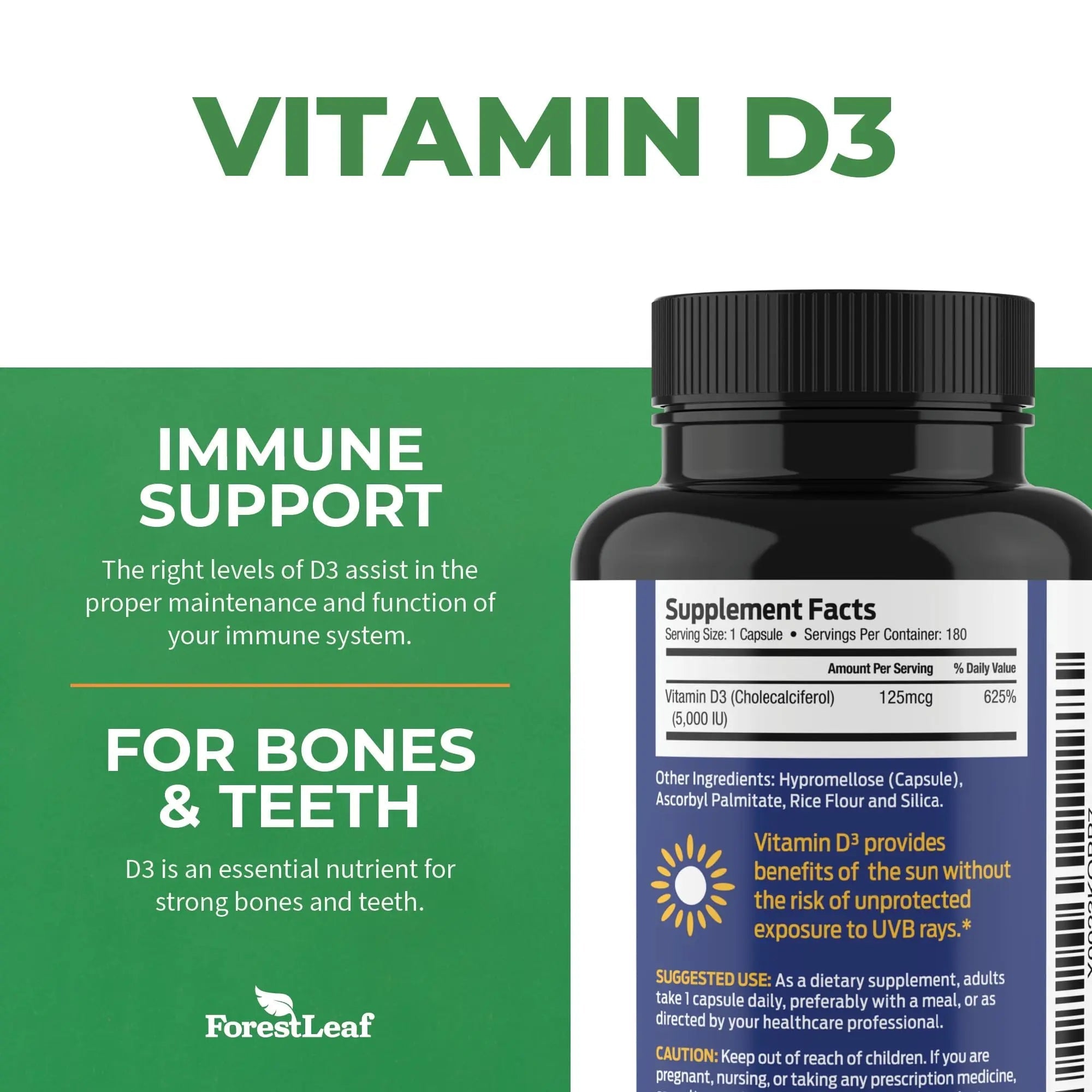 ForestLeaf - Vitamin D3 IU Weekly Supplement - Vitamin D Capsules - TrustMedUSA