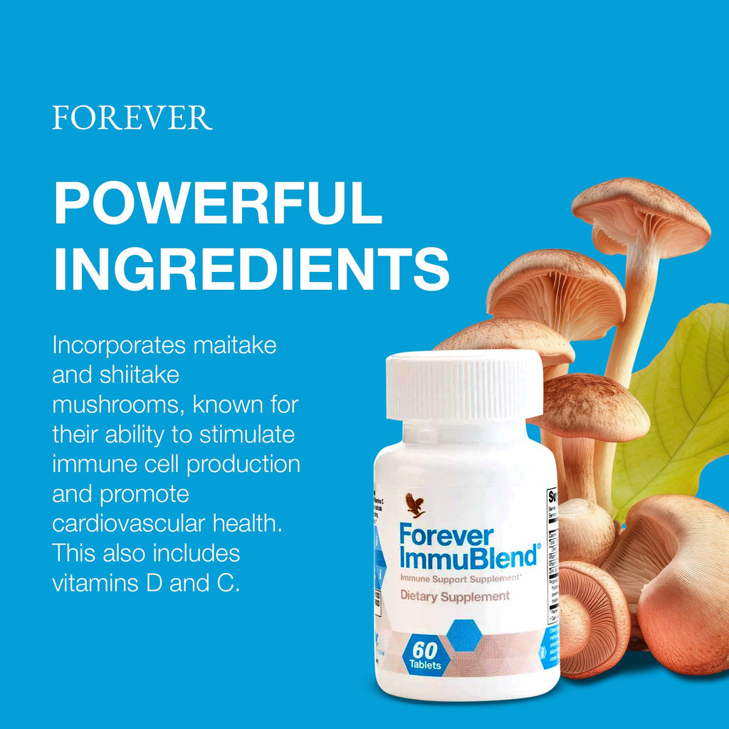 Forever Living - Forever ImmuBlend® Immune Support Supplement – Includes Botanicals, Vitamins D & C, Maitake & Shiitake Mushrooms – 60 Tablets - TrustMedUSA