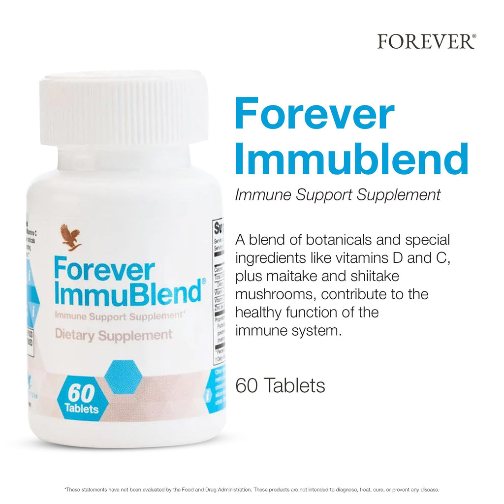 Forever Living - Forever ImmuBlend® Immune Support Supplement – Includes Botanicals, Vitamins D & C, Maitake & Shiitake Mushrooms – 60 Tablets - TrustMedUSA