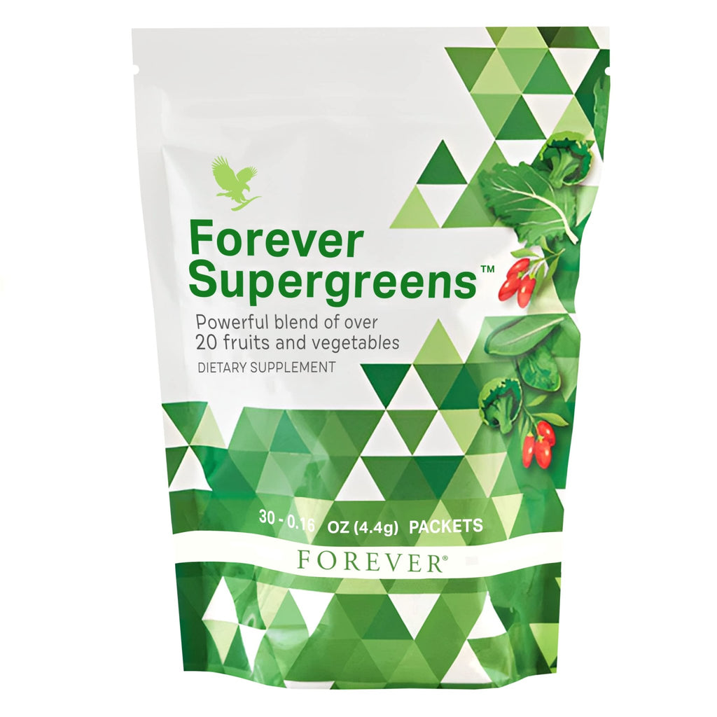 Forever Living - Forever Supergreens - Blend for Your Active Lifestyle - Supercharge Your Day w/Over 20 Powerful Greens and Superfoods. - 30 Packets - TrustMedUSA