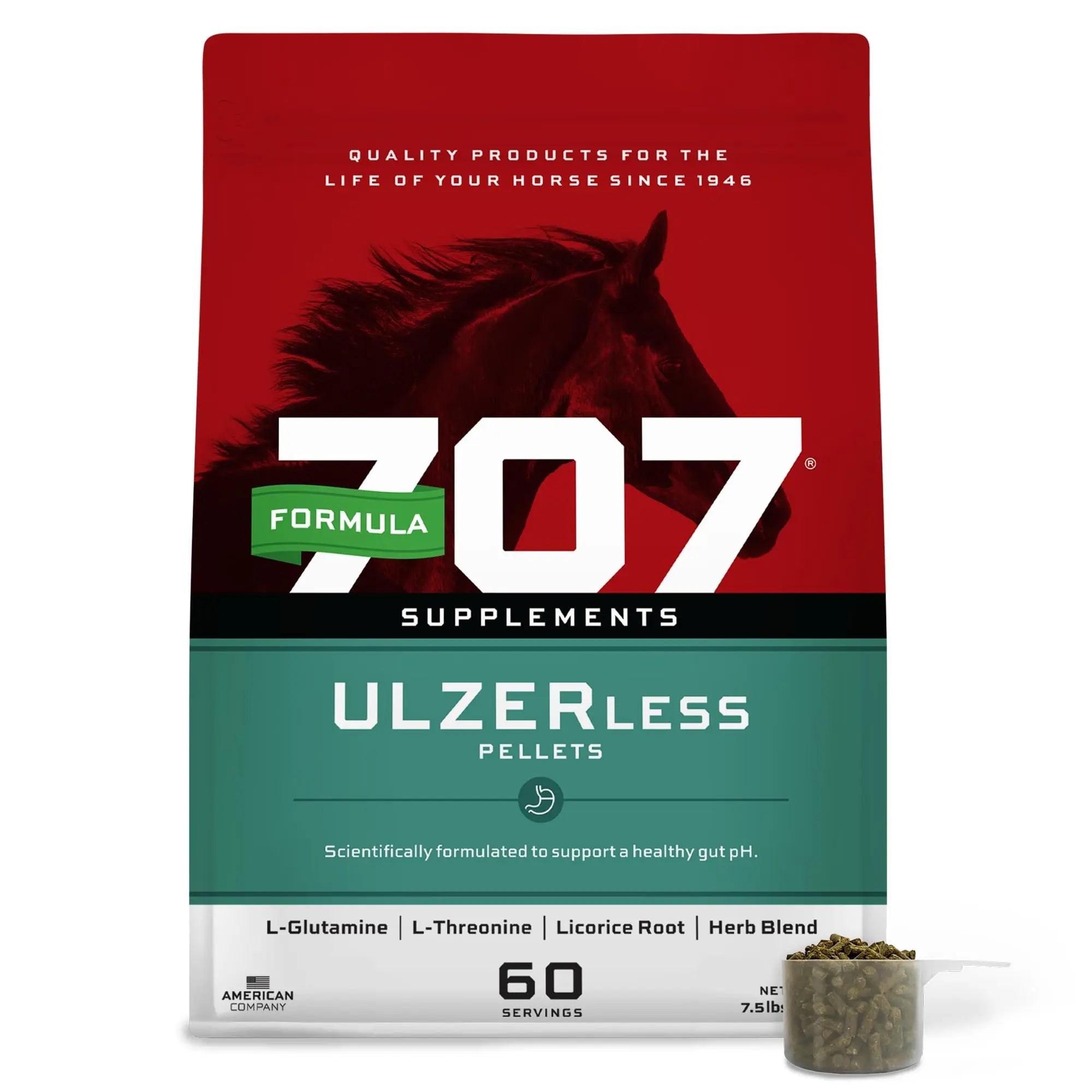 Formula 707 ULZERless Equine Supplement, 7.5lb Bag - Natural Gut Support for Horses with Ulcer Risk Factors - TrustMedUSA