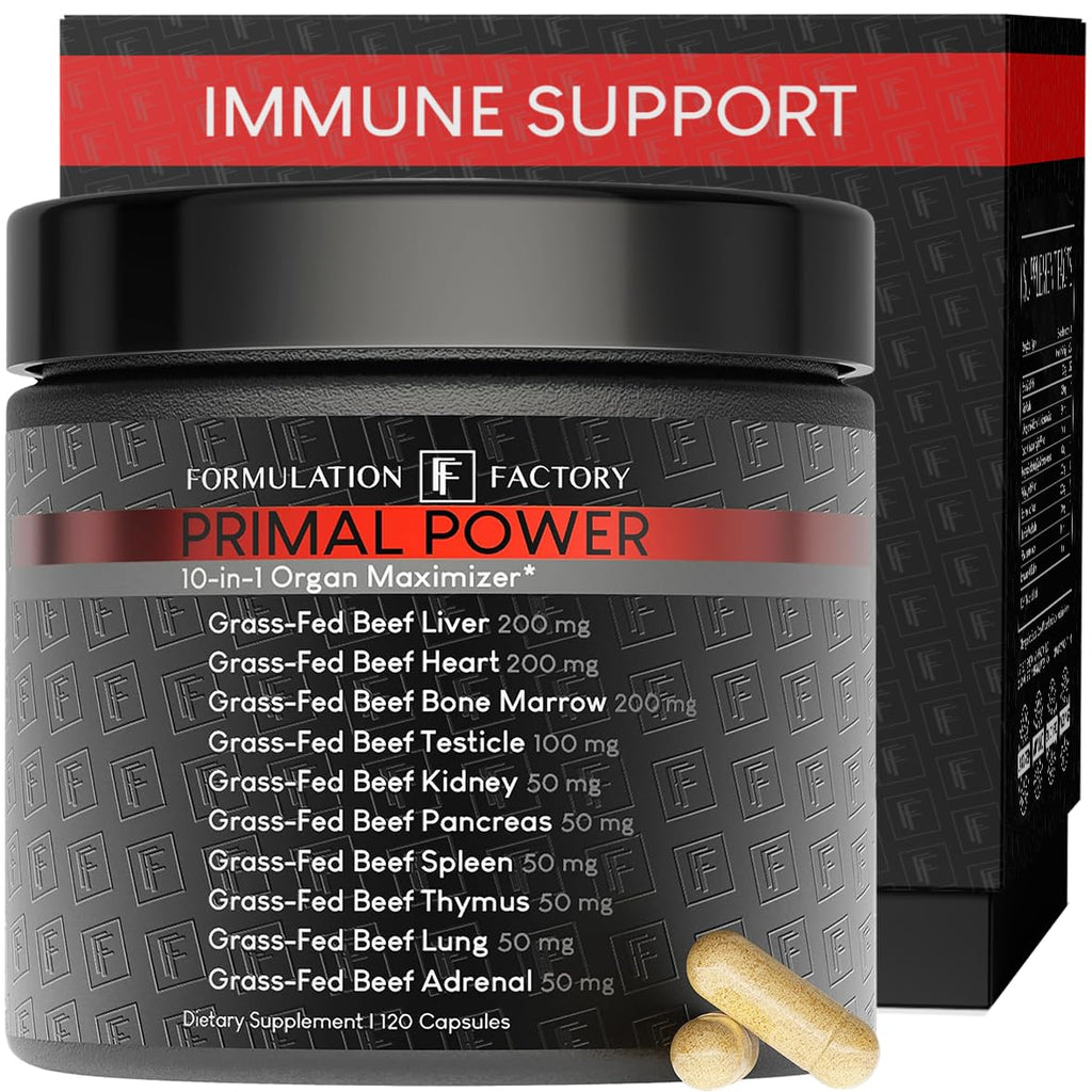 Formulation Factory Beef Liver Capsules - 10-in-1 Primal Powder Beef Organ Supplement for Men & Women with Bone Marrow & Beef Testicle - Grass Fed Ancestral Health - 120 Capsules, 2 Month Supply - TrustMedUSA