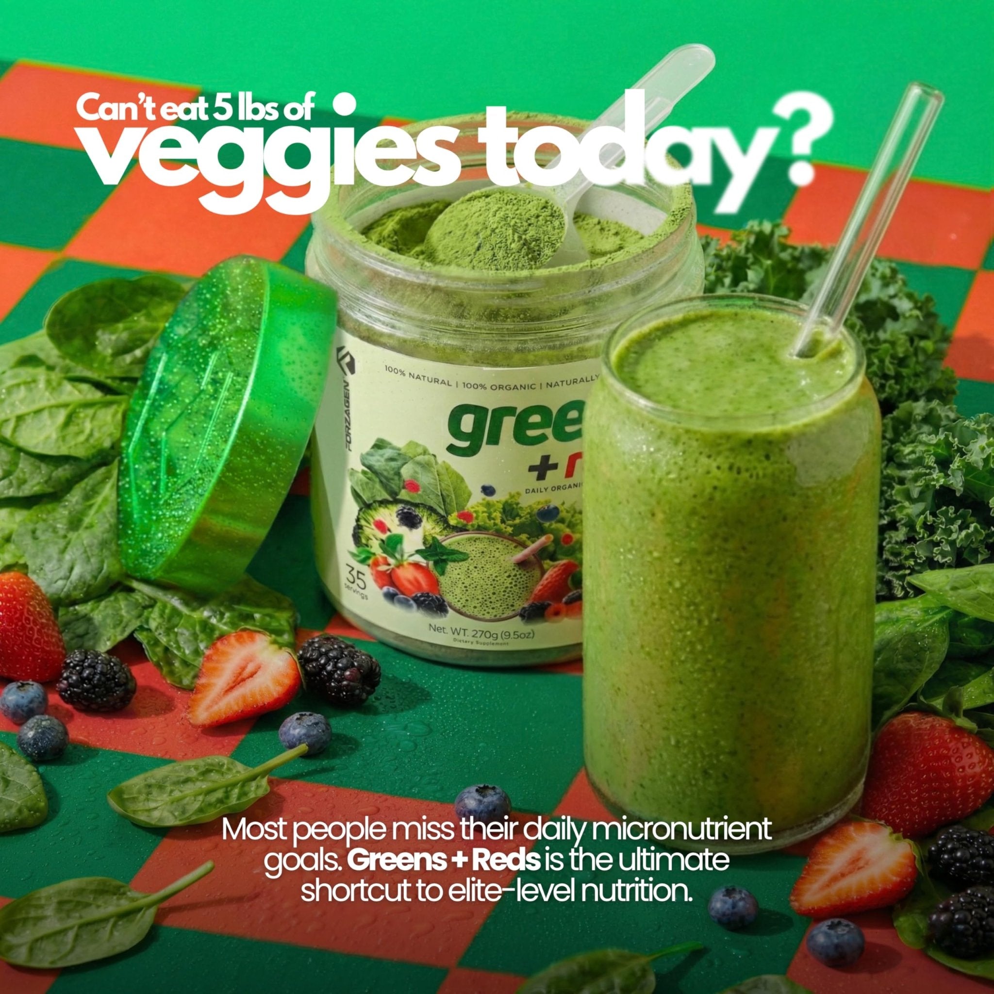 Forzagen Vegan Greens & Reds Superfood Powder - Organic Super Greens Powder | Premium Veggie Powder Supplement | 35 Servings Reds and Greens Superfood Powder - TrustMedUSA