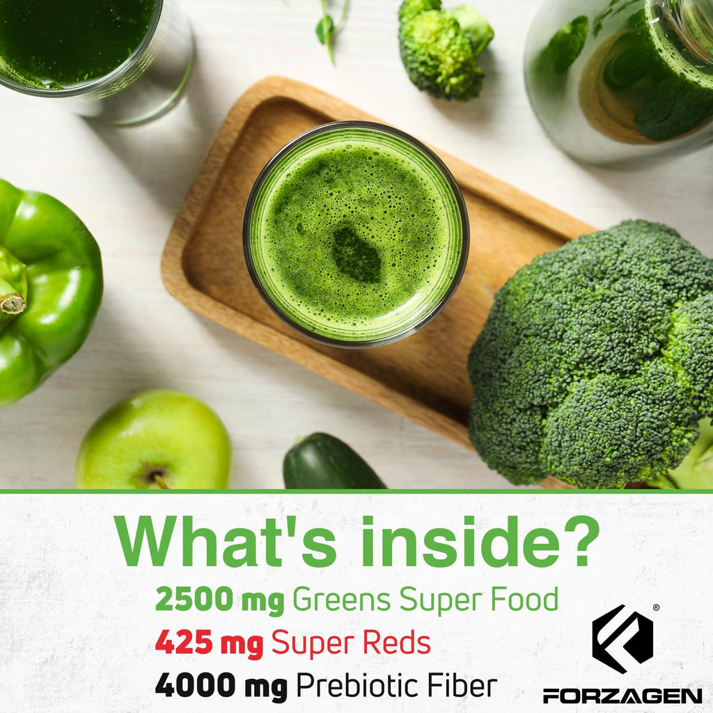 Forzagen Vegan Greens & Reds Superfood Powder - Organic Super Greens Powder | Premium Veggie Powder Supplement | 35 Servings Reds and Greens Superfood Powder - TrustMedUSA