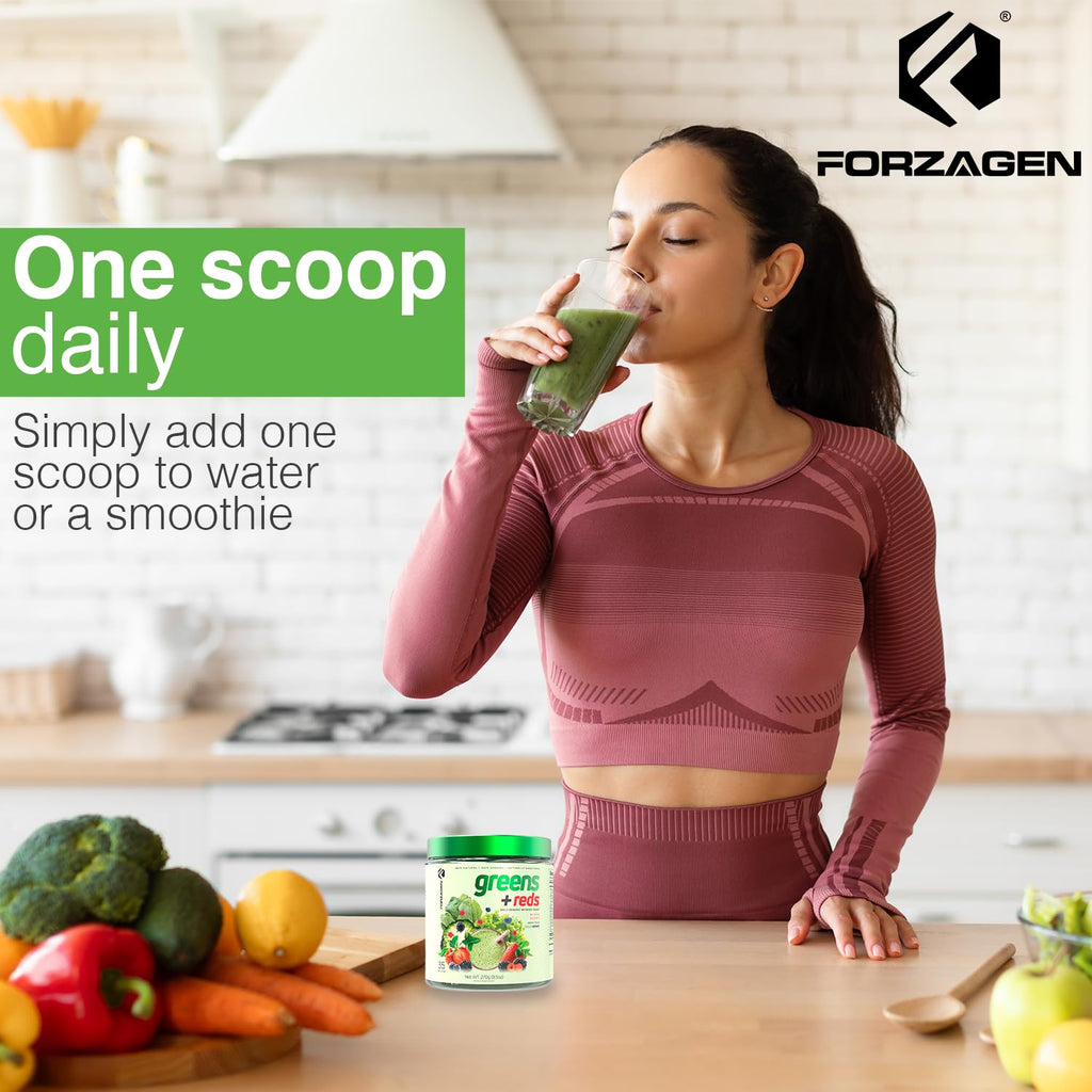 Forzagen Vegan Greens & Reds Superfood Powder - Organic Super Greens Powder | Premium Veggie Powder Supplement | 35 Servings Reds and Greens Superfood Powder - TrustMedUSA