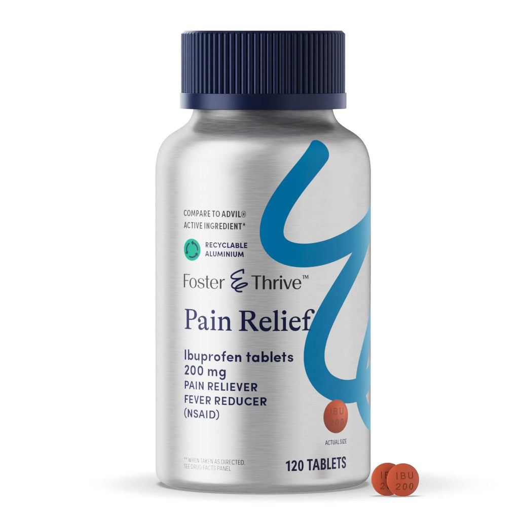 Foster & Thrive Ibuprofen 200mg Tablets for Joint, Knee, Arthritis, and Back Pain Relief, Fever Reducer, Alleviates Body Aches and Headaches, NSAID, 120 Coated Tablets - TrustMedUSA