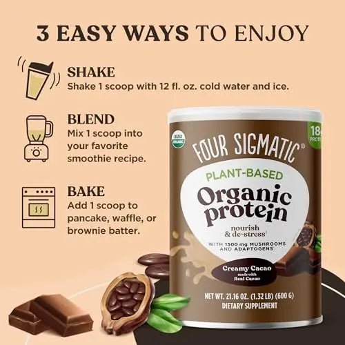 Four Sigmatic Organic Plant-Based Protein Powder Creamy Cacao Protein with Lion’s Mane - TrustMedUSA