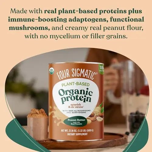 Four Sigmatic Organic Plant-Based Protein Powder Peanut Butter Protein with Lion’s Mane - TrustMedUSA
