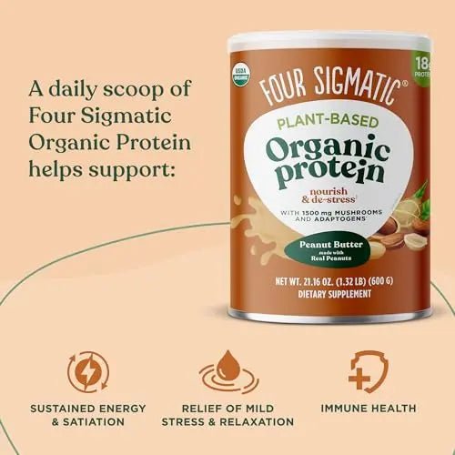 Four Sigmatic Organic Plant-Based Protein Powder Peanut Butter Protein with Lion’s Mane - TrustMedUSA