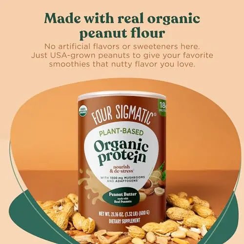 Four Sigmatic Organic Plant-Based Protein Powder Peanut Butter Protein with Lion’s Mane - TrustMedUSA