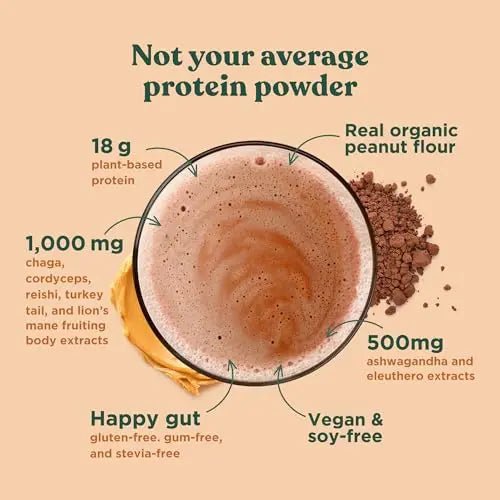 Four Sigmatic Organic Plant-Based Protein Powder Peanut Butter Protein with Lion’s Mane - TrustMedUSA
