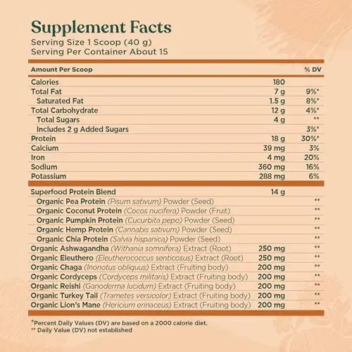Four Sigmatic Organic Plant-Based Protein Powder Peanut Butter Protein with Lion’s Mane - TrustMedUSA