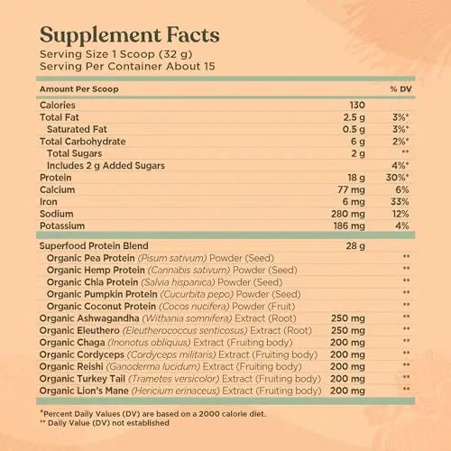 Four Sigmatic Organic Plant-Based Protein Powder Unflavored Protein with Lion’s Mane - TrustMedUSA