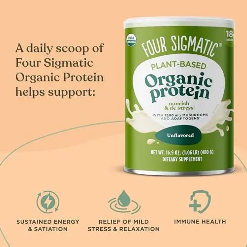 Four Sigmatic Organic Plant-Based Protein Powder Unflavored Protein with Lion’s Mane - TrustMedUSA