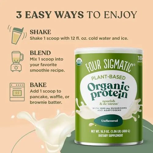 Four Sigmatic Organic Plant-Based Protein Powder Unflavored Protein with Lion’s Mane - TrustMedUSA