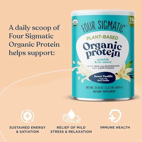 Four Sigmatic Organic Vegan Protein Powder | 18g Plant-Based Protein per Serving - TrustMedUSA