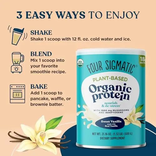 Four Sigmatic Organic Vegan Protein Powder | 18g Plant-Based Protein per Serving - TrustMedUSA