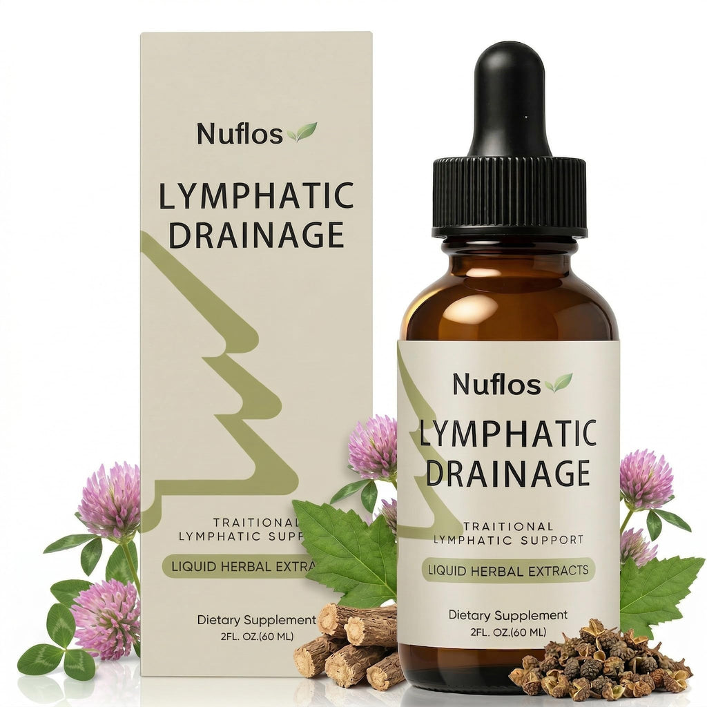 FQMUEV Nuflos Lymphatic Drainage Drops, Lymphatic Drainage Supplements, Premium 4-in-1 Herbal Blend, Daily Wellness & Overall Relief, 2 Fl. Oz (A) - Maple Wellness Supplements