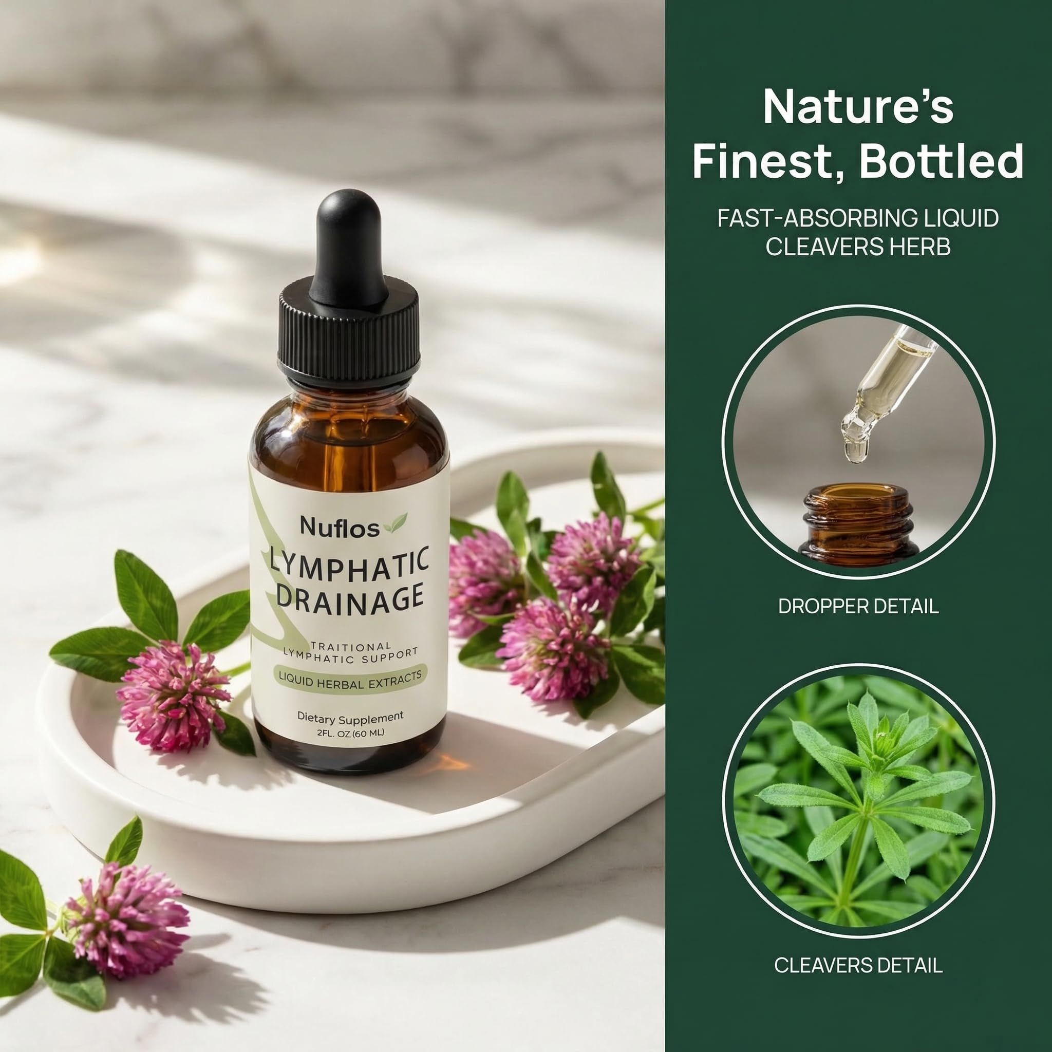 FQMUEV Nuflos Lymphatic Drainage Drops, Lymphatic Drainage Supplements, Premium 4-in-1 Herbal Blend, Daily Wellness & Overall Relief, 2 Fl. Oz (A) - Maple Wellness Supplements