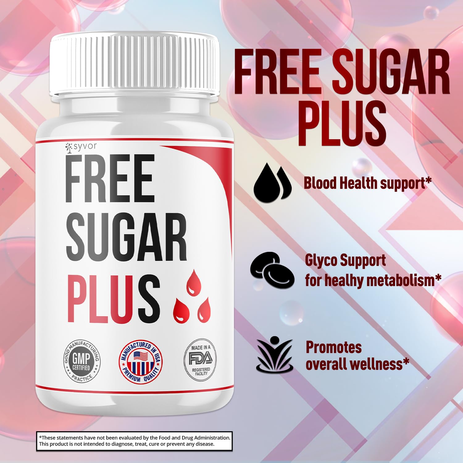Free Sugar Plus Capsules, Official FreeSugar Plus Blood Health Support Pills With All Natural Ingredients, Free Sugar Plus Advanced Wellness Support with Premium Vitamins for Women & Men (60 Capsules) - TrustMedUSA