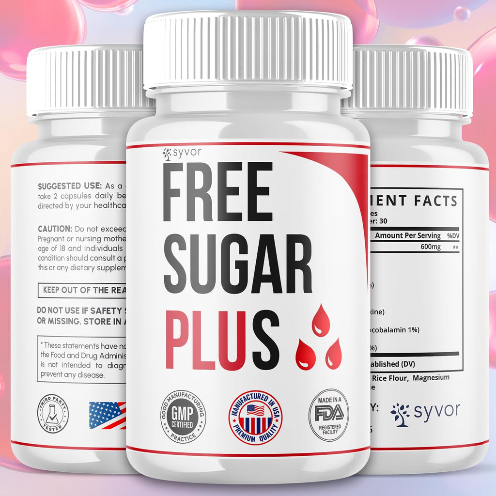 Free Sugar Plus Capsules, Official FreeSugar Plus Blood Health Support Pills With All Natural Ingredients, Free Sugar Plus Advanced Wellness Support with Premium Vitamins for Women & Men (60 Capsules) - TrustMedUSA
