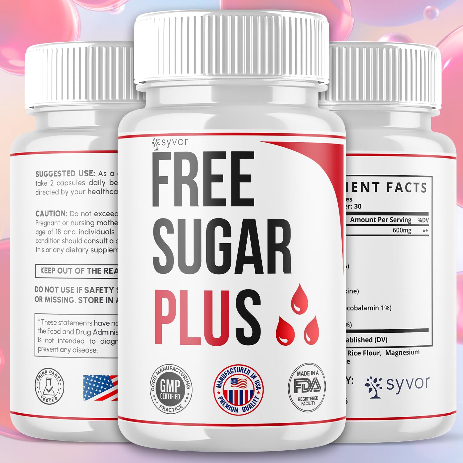 Free Sugar Plus Capsules, Official FreeSugar Plus Blood Health Support Pills With All Natural Ingredients, Free Sugar Plus Advanced Wellness Support with Premium Vitamins for Women & Men (60 Capsules) - TrustMedUSA