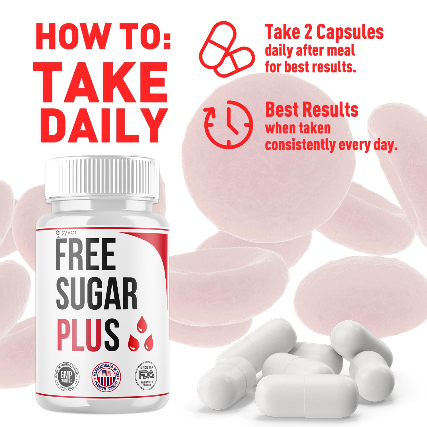 Free Sugar Plus Capsules, Official FreeSugar Plus Blood Health Support Pills With All Natural Ingredients, Free Sugar Plus Advanced Wellness Support with Premium Vitamins for Women & Men (60 Capsules) - TrustMedUSA