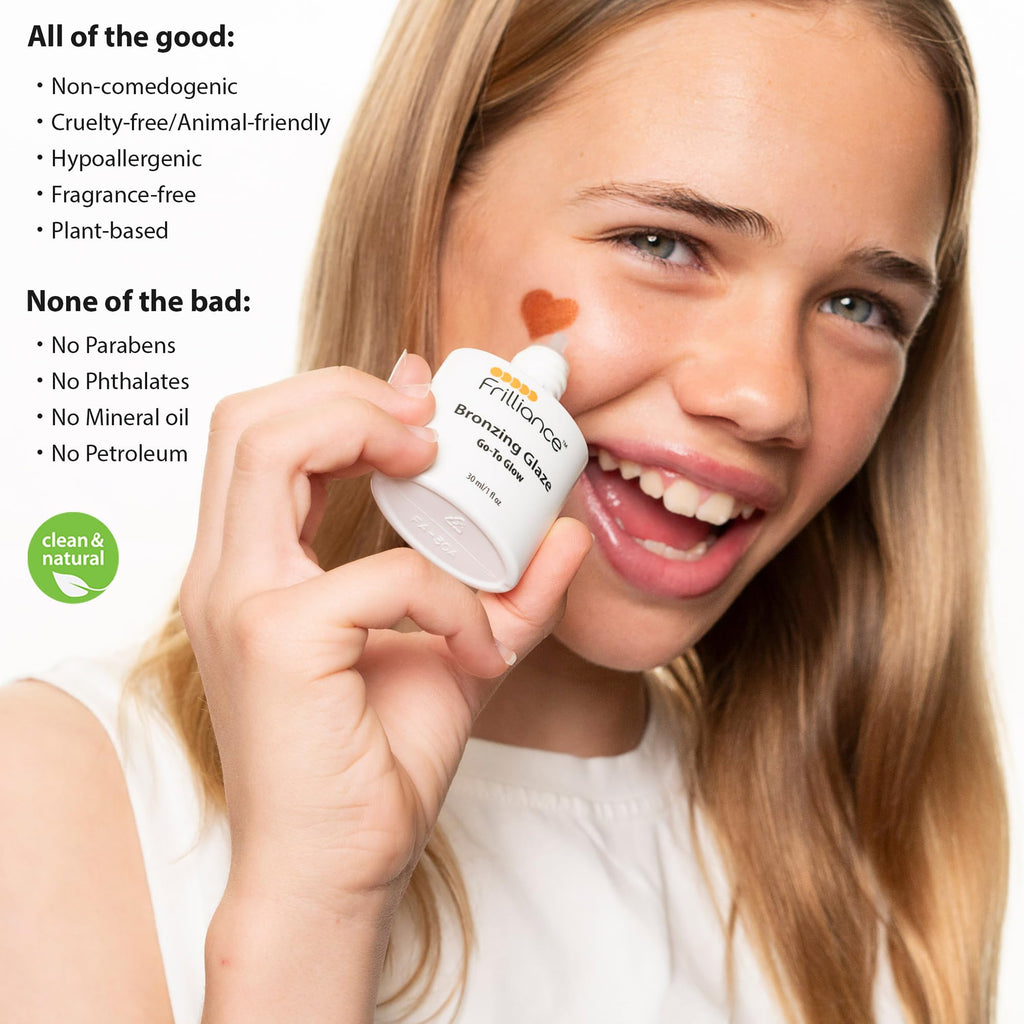Frilliance Hydrating Go-To Glow, Bronzing Glaze Drops, Cruelty-Free Hypoallergenic for Teens of All Skin Types, 30 ml / 1 fl oz - TrustMedUSA