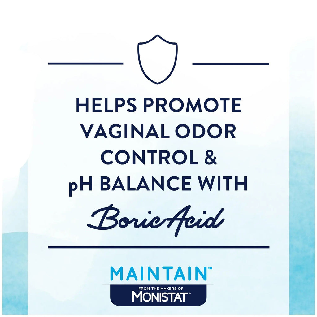 from The Makers of Monistat, Maintain Boric Acid Suppositories for Women, Fragrance-Free Inserts for Vaginal Odor Control and pH Balance Without Irritation, 30 Count - TrustMedUSA
