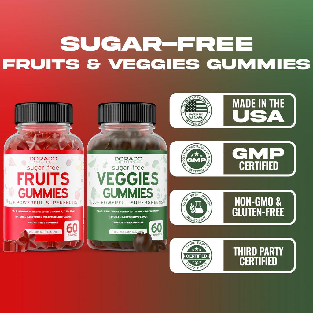 Fruit and Veggies Supplement (120 Gummies) - Premium Sugar-Free Superfood Super Green & Fruit Gummies for Adults - Immunity Support for Men & Women - Non GMO, Vegan Safe & Made in USA - TrustMedUSA