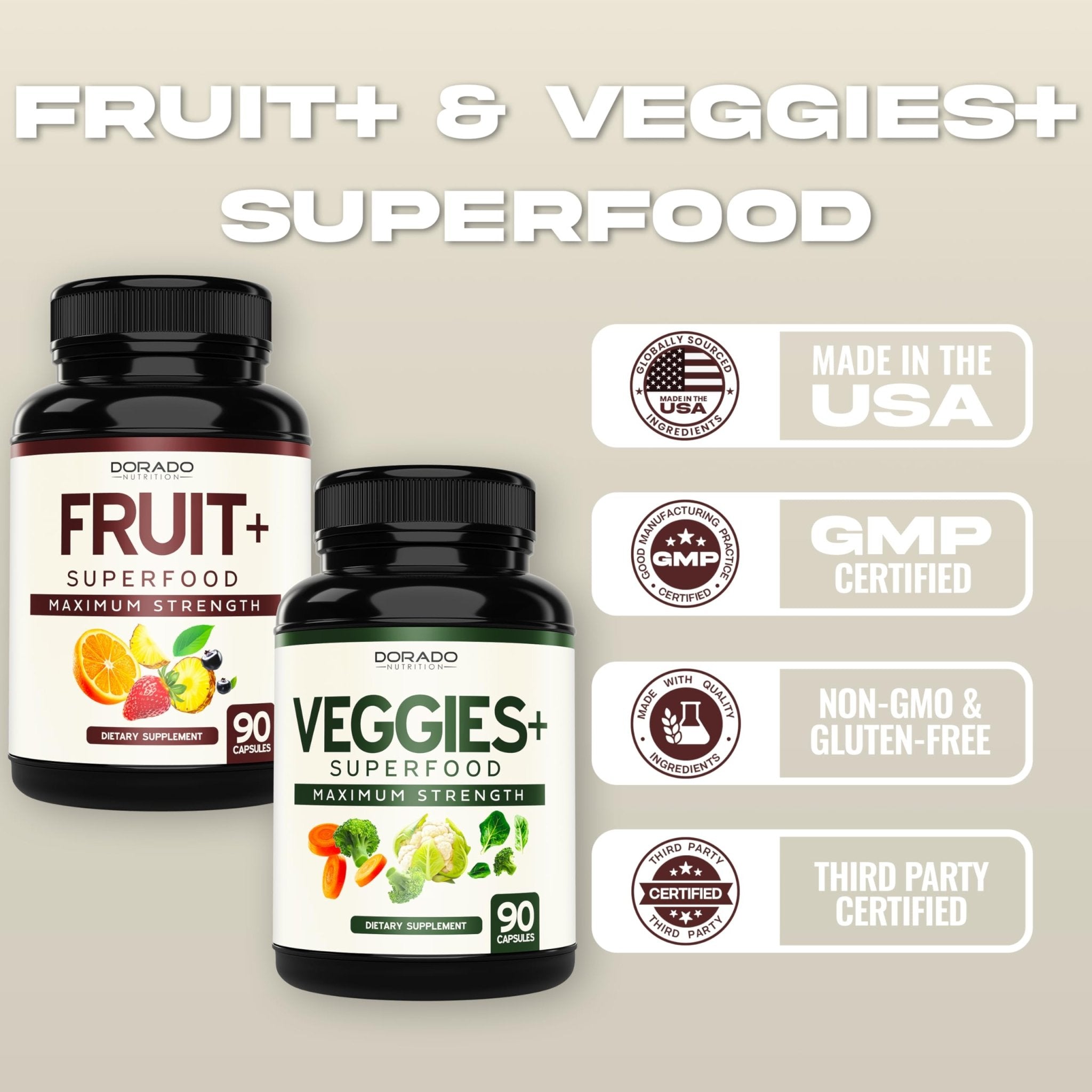 Fruit and Veggies Supplement (180 Capsules) Superfood Fruits and Vegetables Supplements for Adults - Premium Super Food for Energy and Immune Support - Veggies Capsules - Non-GMO & Vegan - USA Made - TrustMedUSA