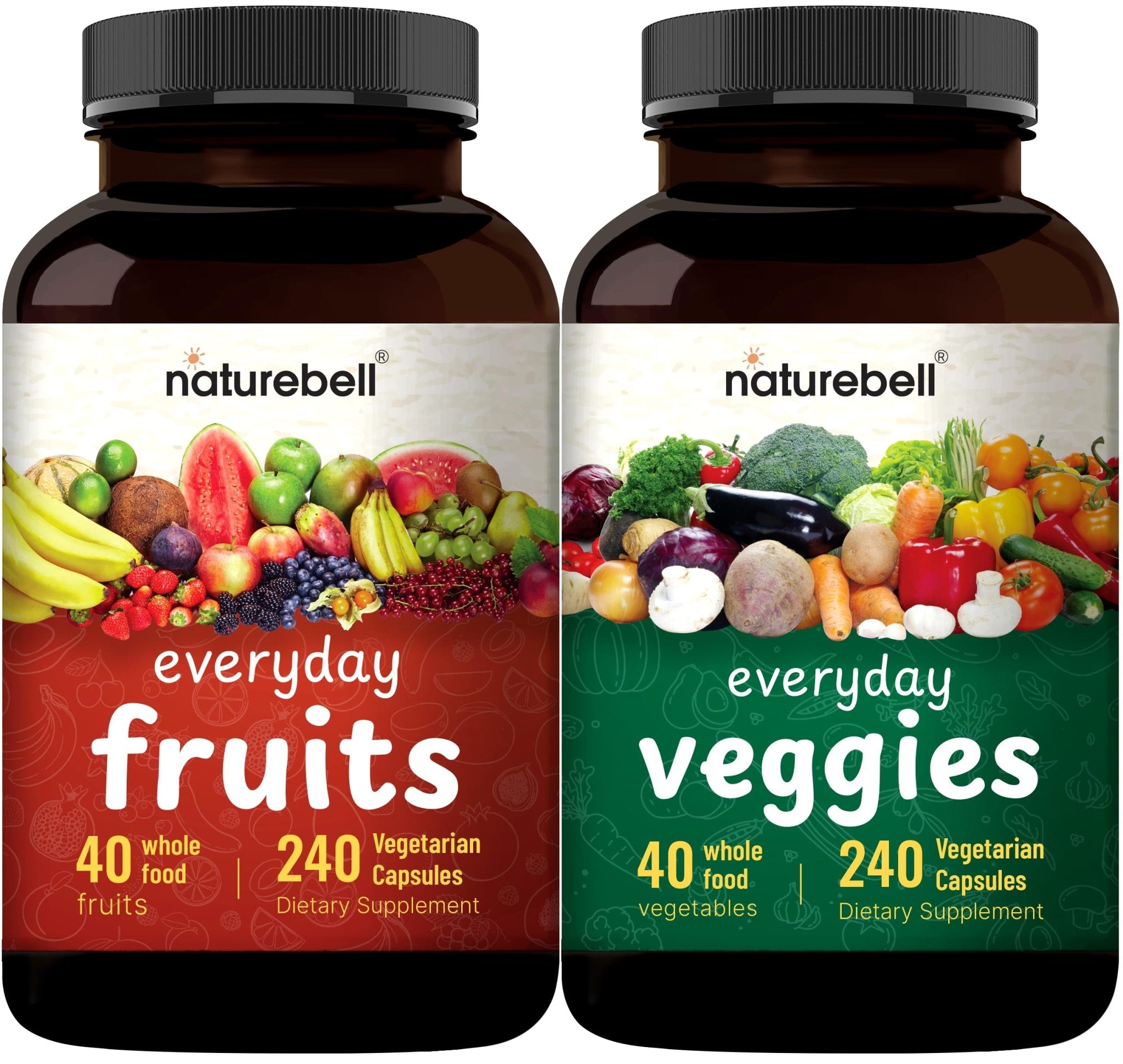 Fruit and Veggies Supplement – 480 Total Vegetarian Capsules | Balance of Natural 40 Whole Fruits & Veggies Blend | Fresh Superfood Formula with Vitamins and Minerals – Non-GMO - TrustMedUSA