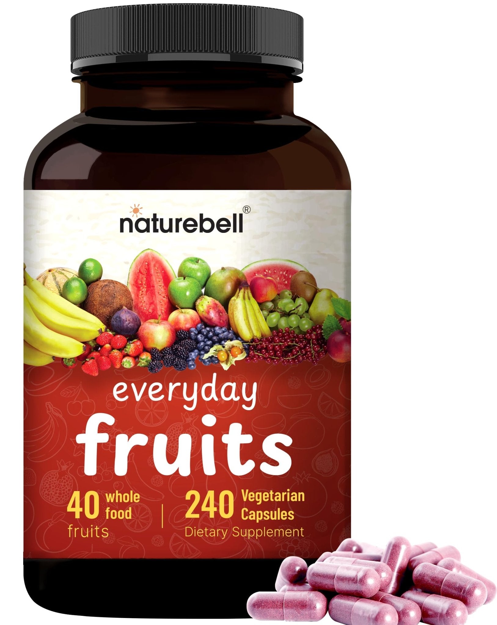 Fruit and Veggies Supplement – 480 Total Vegetarian Capsules | Balance of Natural 40 Whole Fruits & Veggies Blend | Fresh Superfood Formula with Vitamins and Minerals – Non-GMO - TrustMedUSA