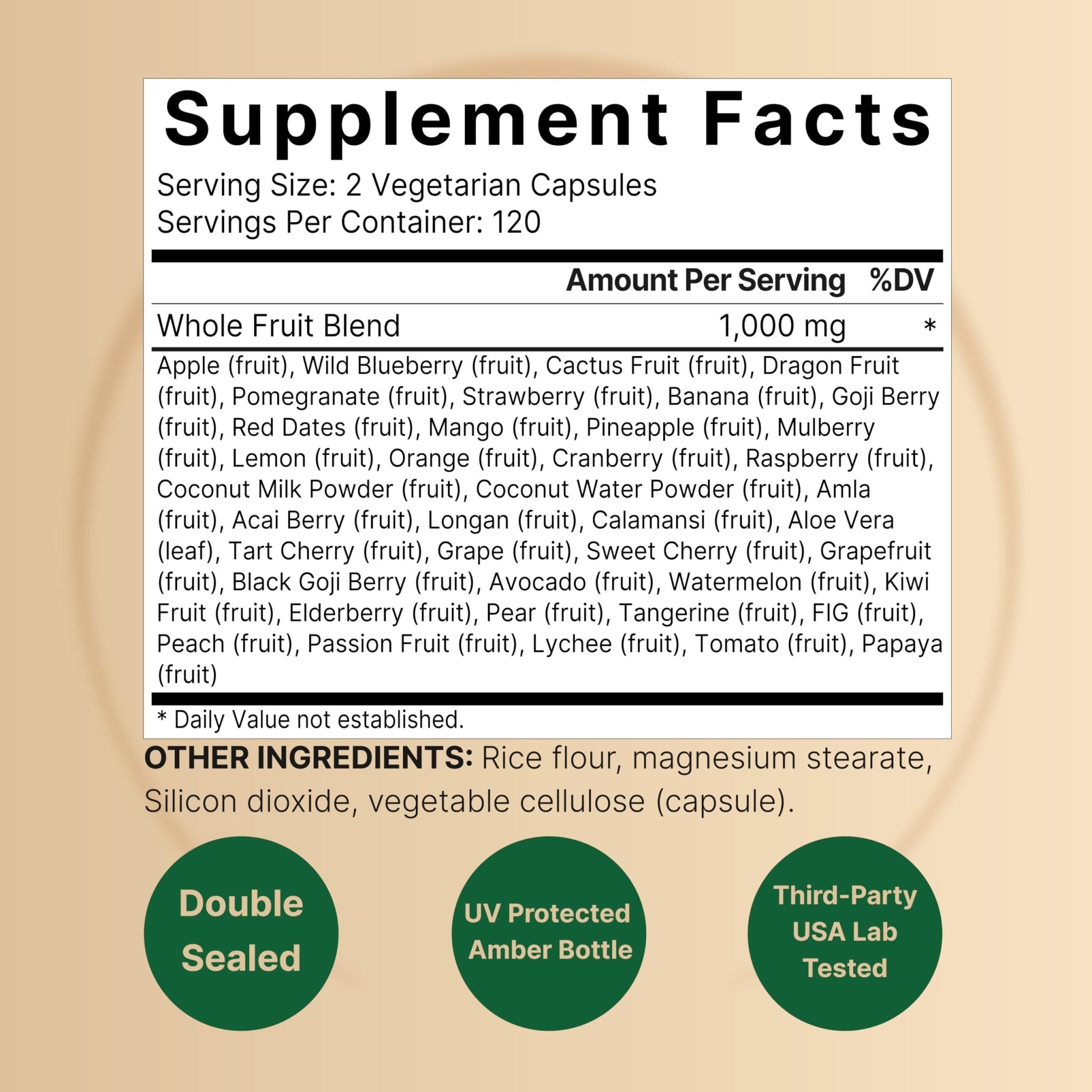 Fruit and Veggies Supplement – 480 Total Vegetarian Capsules | Balance of Natural 40 Whole Fruits & Veggies Blend | Fresh Superfood Formula with Vitamins and Minerals – Non-GMO - TrustMedUSA