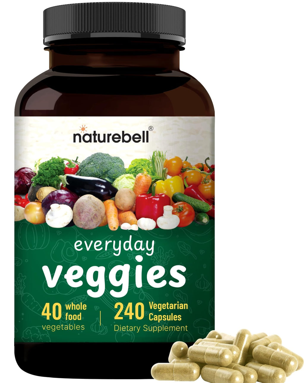 Fruit and Veggies Supplement – 480 Total Vegetarian Capsules | Balance of Natural 40 Whole Fruits & Veggies Blend | Fresh Superfood Formula with Vitamins and Minerals – Non-GMO - TrustMedUSA