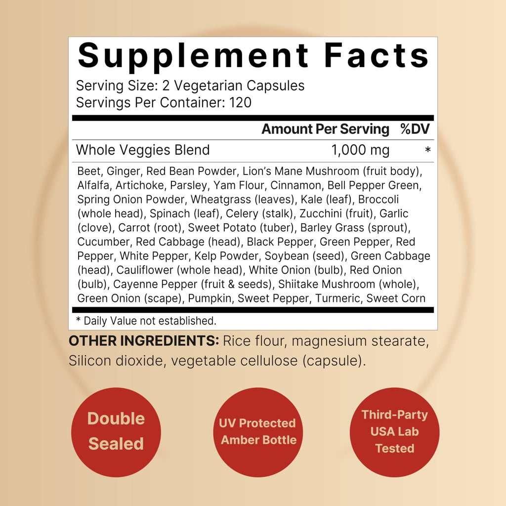 Fruit and Veggies Supplement – 480 Total Vegetarian Capsules | Balance of Natural 40 Whole Fruits & Veggies Blend | Fresh Superfood Formula with Vitamins and Minerals – Non-GMO - TrustMedUSA