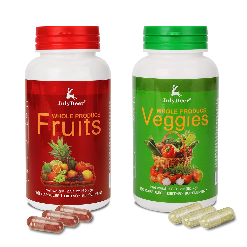 Fruit and Veggies Supplement Ingredients Natural – 2 Bottles 180 Total Vegetarian Capsules | Balance of Natural 16+18 Whole Fruits & Veggies Blend | Fresh Superfood Formula with Vitamins and Minerals - TrustMedUSA