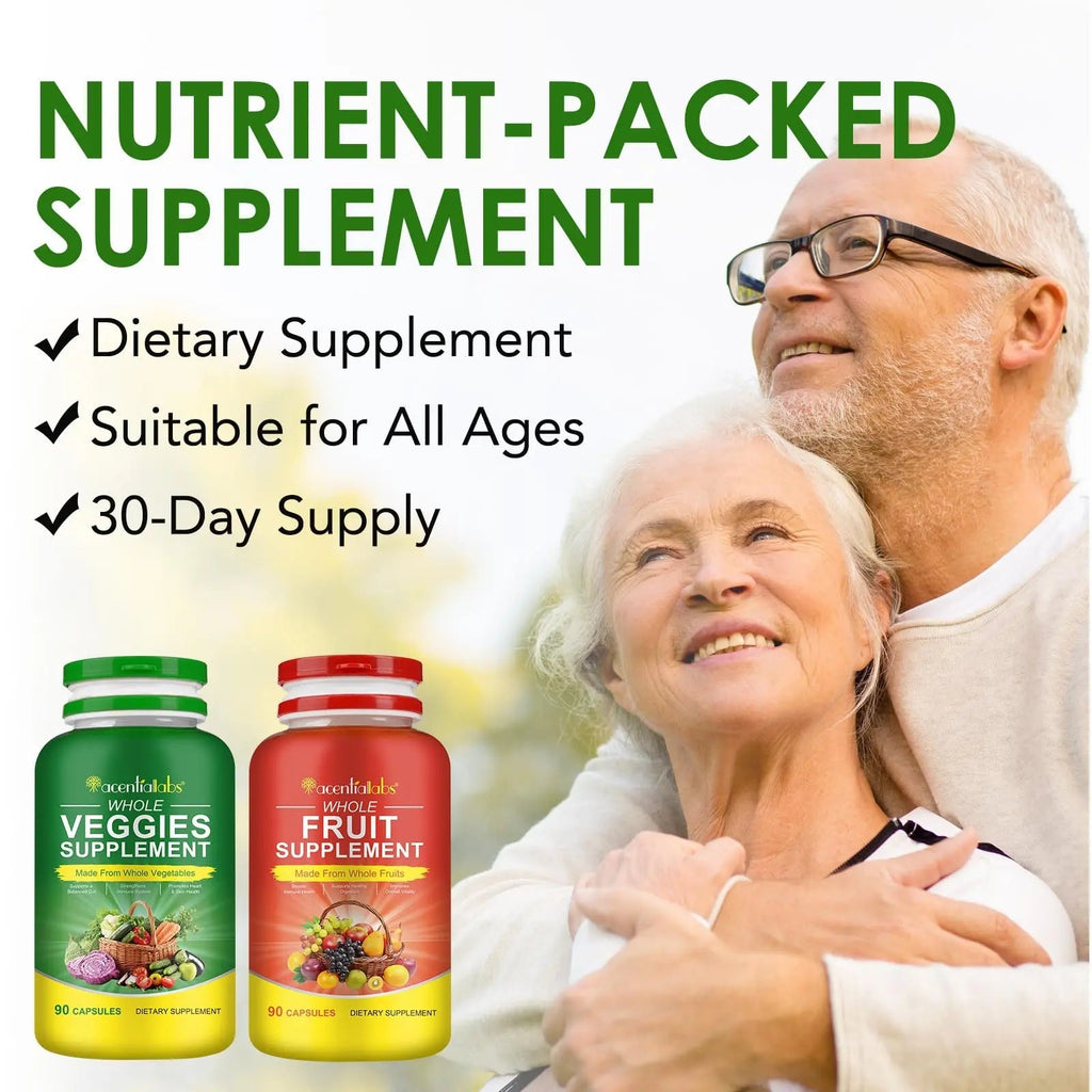 Fruit & Veggies Capsules | Daily Fruit & Vegetable Blend | 2 Bottles – 180 Vegetarian Capsules | Plant-Based Superfood Formula | Non-GMO, Gluten Free - TrustMedUSA